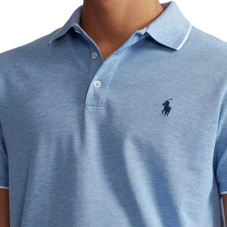 Polo Ralph Lauren Logo Embroidered Slim Fit Straight Cut Short Sleeve Polo Shirt Men tops Island-Blue MNPOKNI1N820582-400