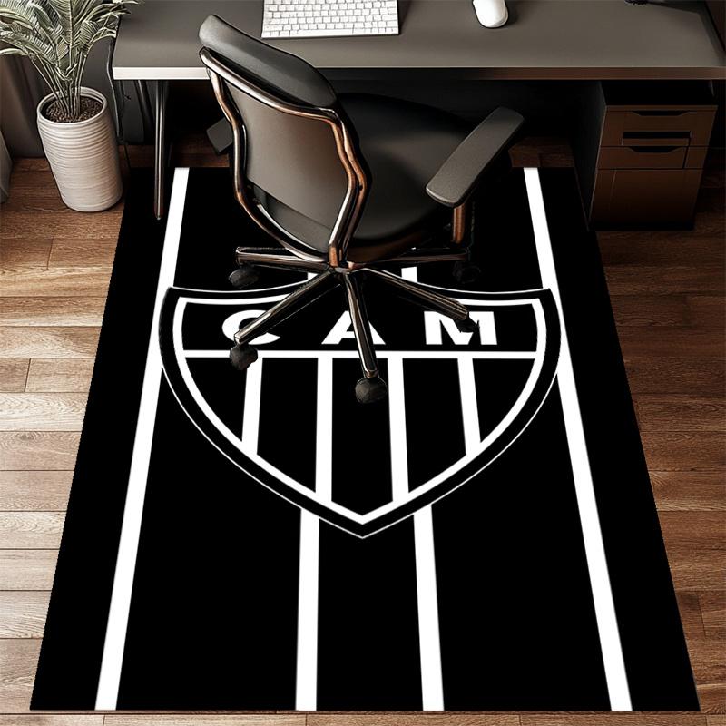 Black And White Stripes With Star Printed Office Carpet Chair Cushion Entryway Rug, Rugs for Living Room, Bedroom Christmas gifts