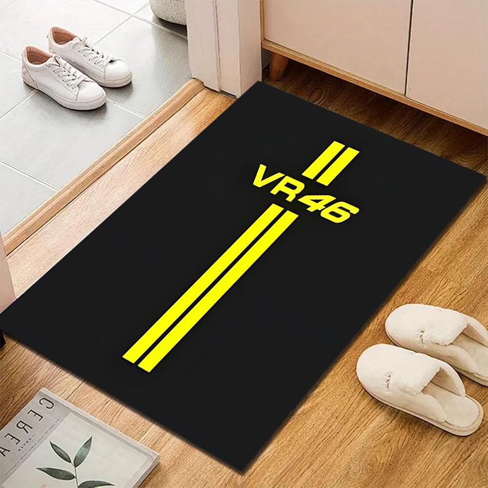 "VR46 Yellow Logo on Black Background" Patterned carpet, suitable as a non slip play mat for the living room and bedroom sofa