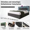 Lit double - MUVOE - 140x200 - LED avec chargeur USB - Tête de lit réglable - Design moderne