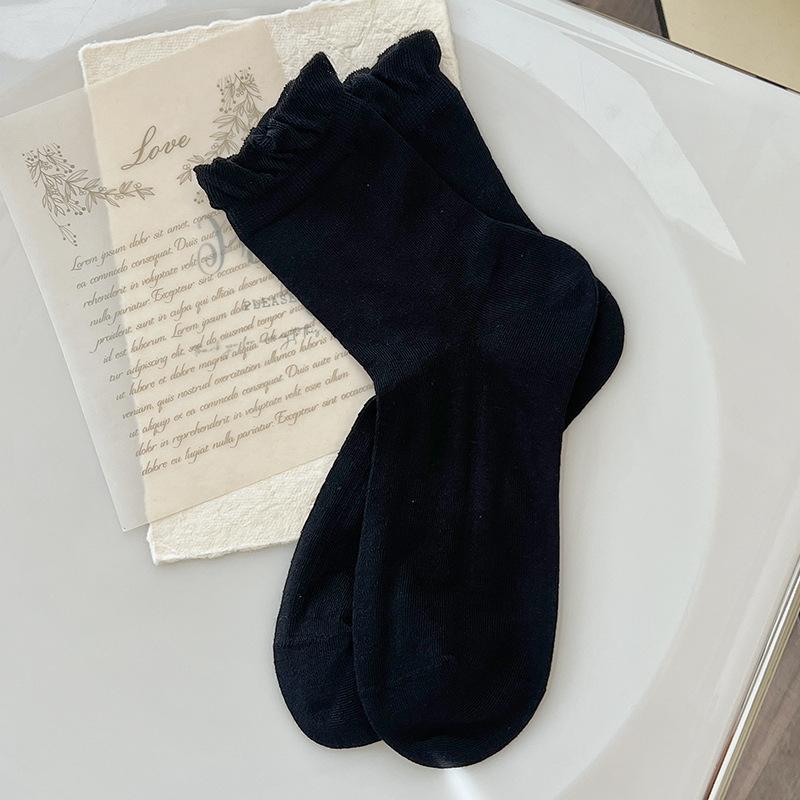 Women's Summer Thin Ballet Style Mesh Sweat Absorbing and Breathable Hollowed Out Mid Calf Socks