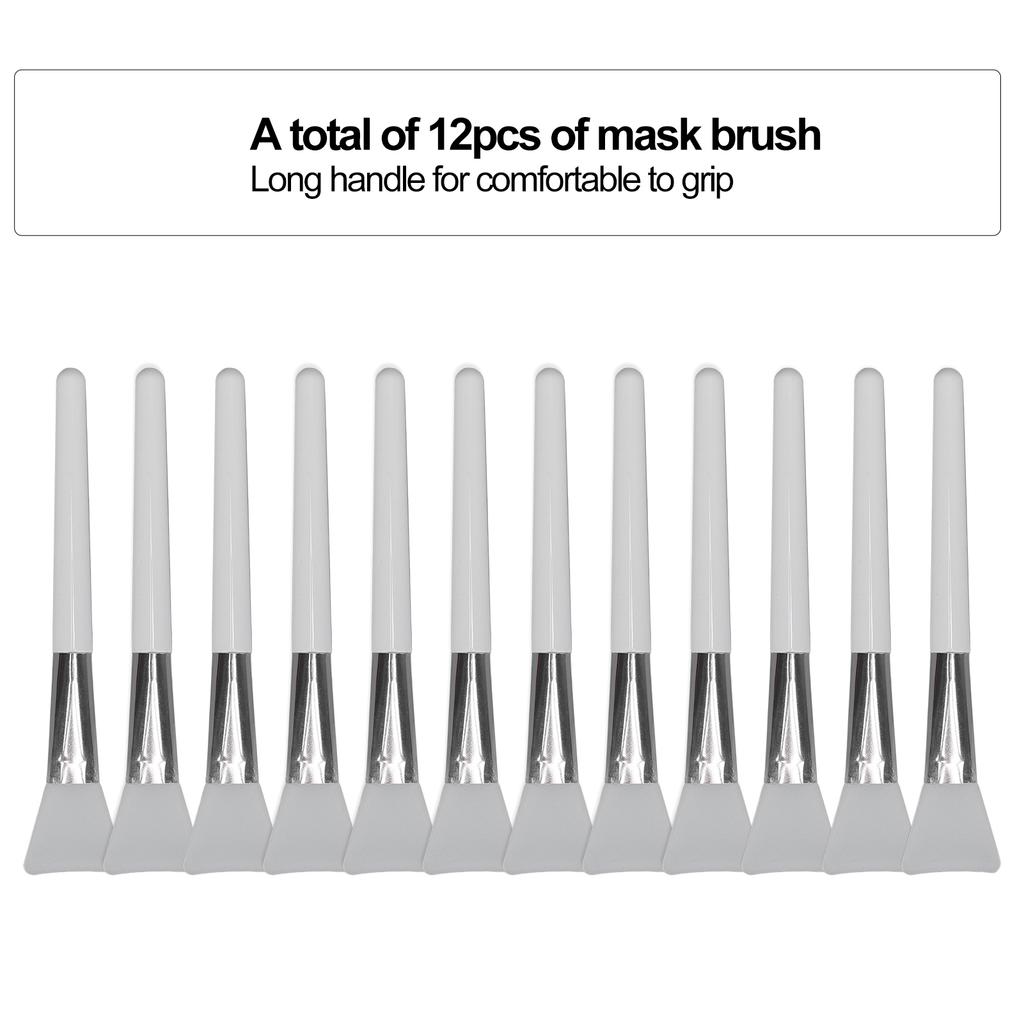12pcs Facial Mask Brush Soft Silicone Comfortable Handle Mud Mask Cream Applicator Spatula White