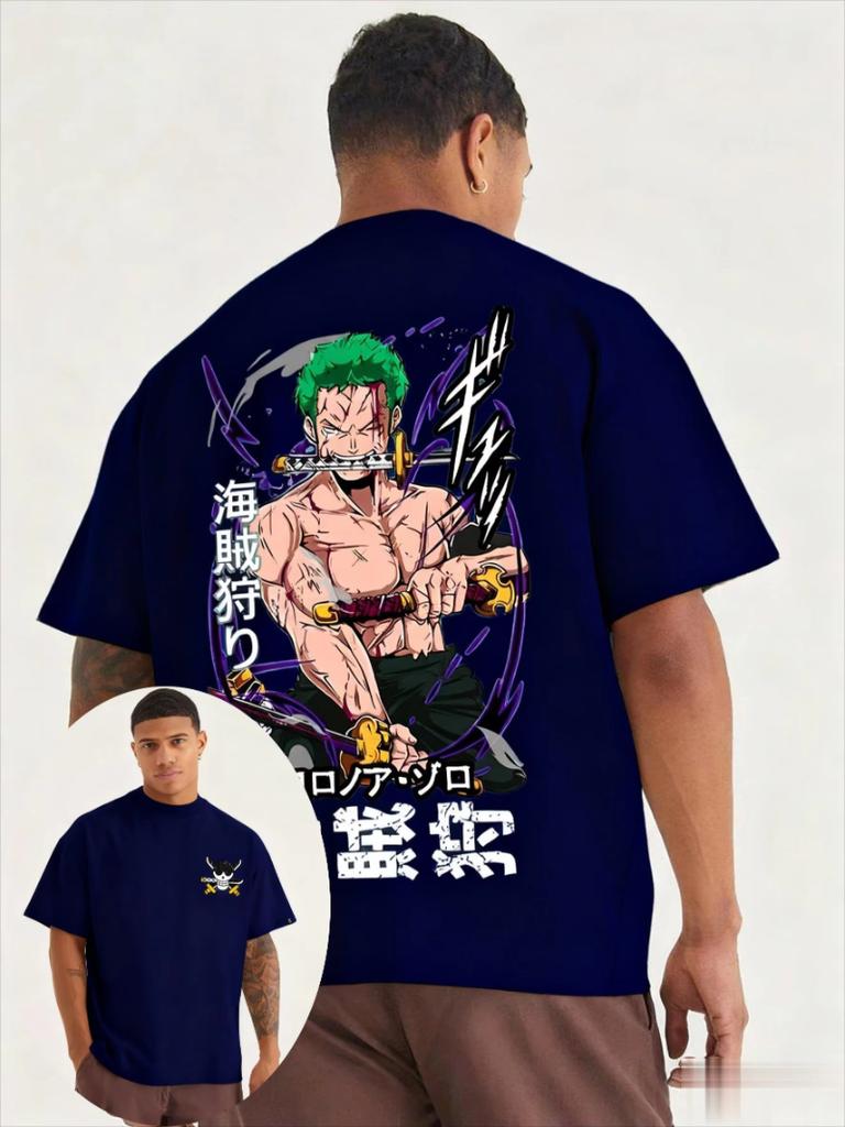 Neues Oversized One Piece Zoro Anime Herren T-Shirt Damen Kurzarm Grafik-T-Shirt Streetwear Lässige Sommer Mode Oberteile Y2k Kleidung