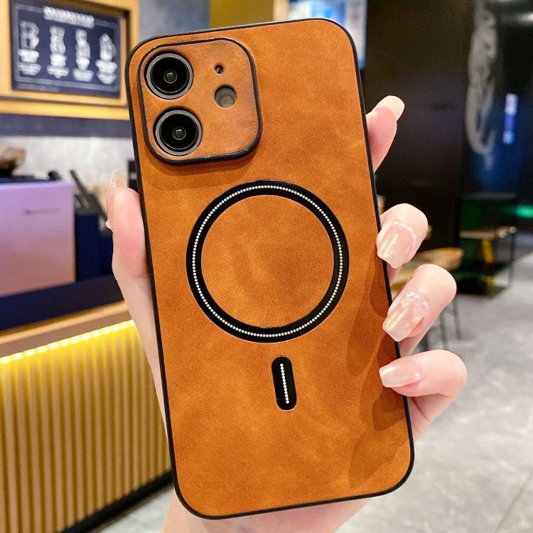 Lambskin Faux Leather Magnetic Case for iPhone 15 Pro Max, PU+TPU+PC Wear-resistant Shockproof Protective Cover