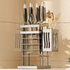 Kitchen Tabletop Storage Rack Knife Holder Large Capacity Multipurpose Waterproof Hollow Storage Rack Kitchen Utensil Organizer