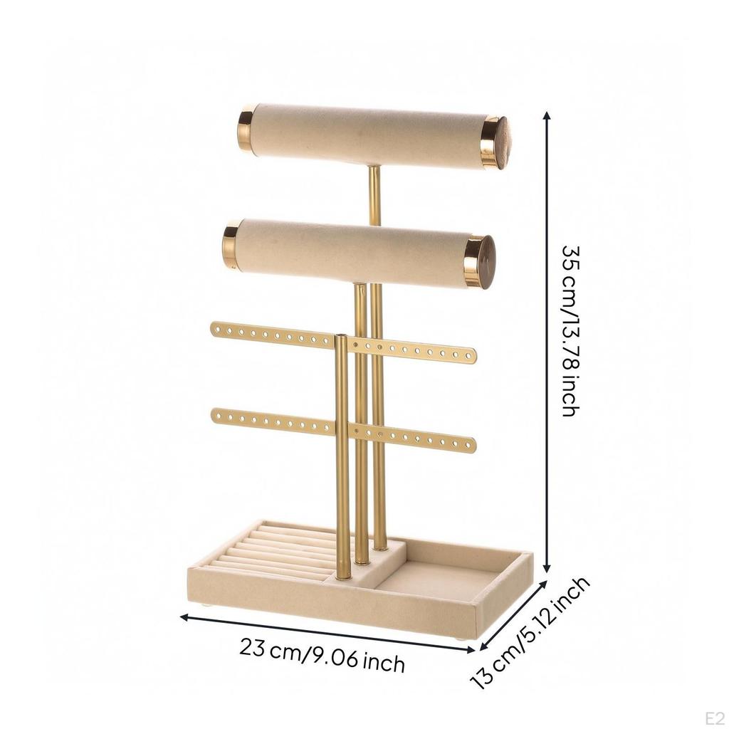 Jewelry Organizer with Tray Compact Earring and Necklace Holder Space-Saving