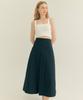 THEFRHT Cotton Pleated A-Line Long Skirt Black