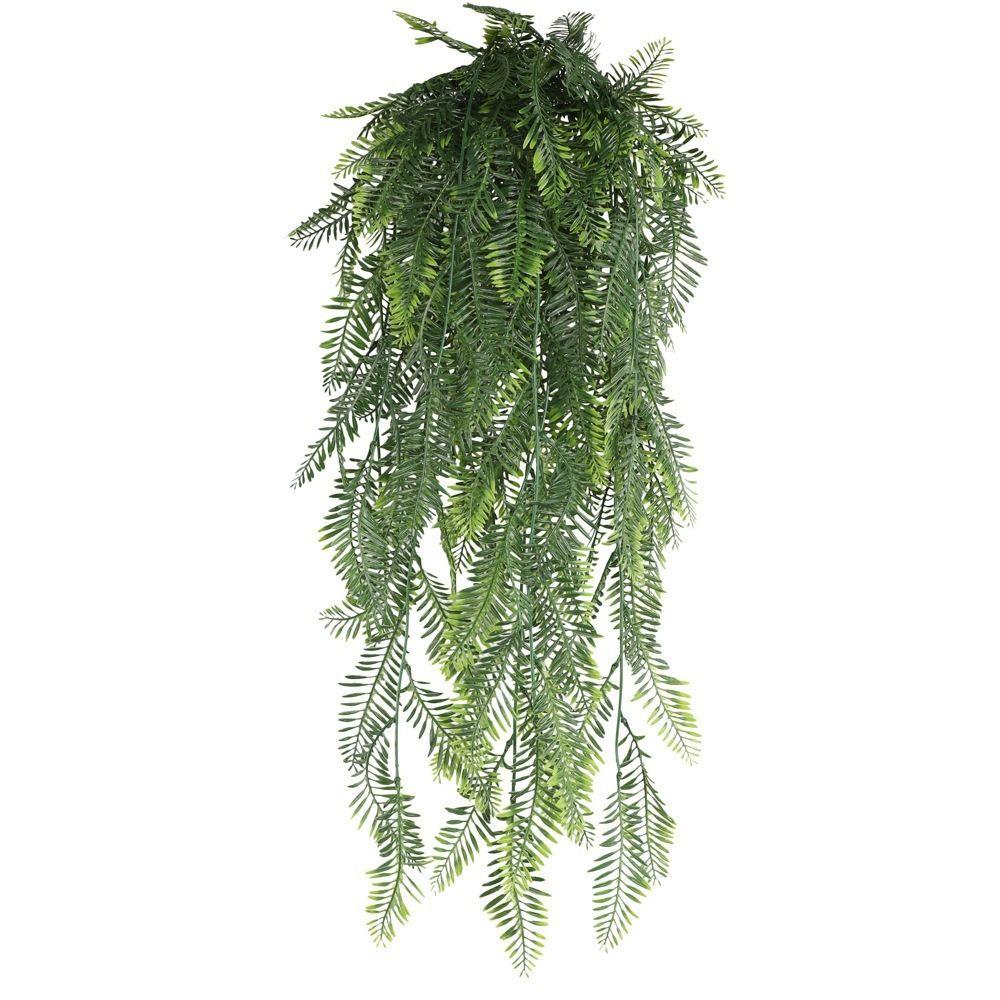 80cm Length Artificial Hanging Vines Plastic Leaves Green Color Artificial Plant Decor 5 Heads Hanging Design