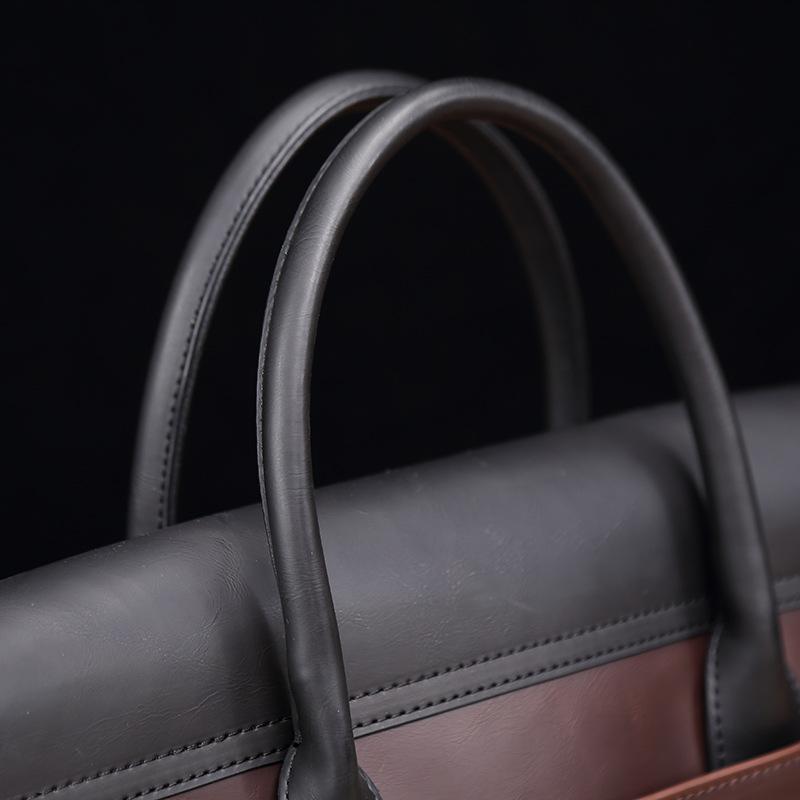 Crazy Horse Leather Men's Bag Retro Briefcase Business Men's Handbag Horizontal One-shoulder Diagonal Computer Bag