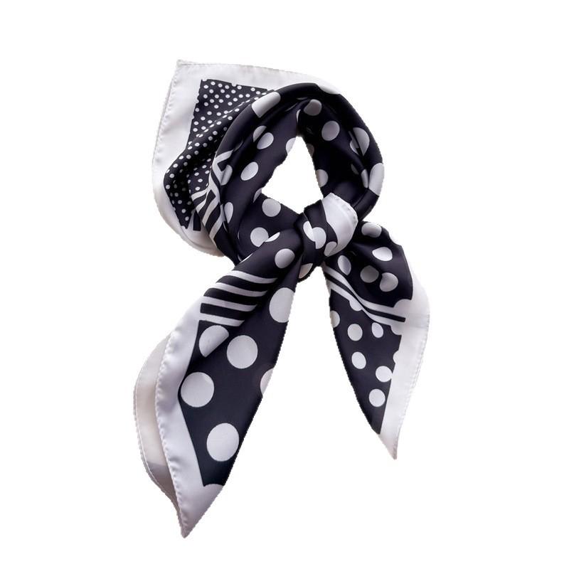 Simple wind polka dot simulation silk printing silk scarf small square scarf high-end shawl sunscreen neck scarf headscarf scarf