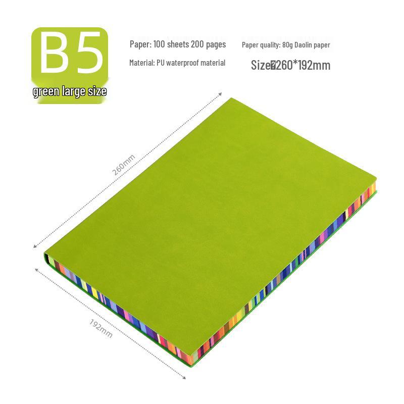 A5 Soft Cover Rainbow Edge Cute Notebook - Custom Color Edge Thick Leather Diary