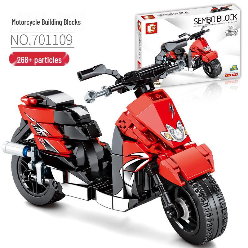 Senbao Motorcycle Building Blocks Assembly Model Toy with Display Base - Perfect Gift for Boys