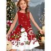 Girl's Summer Cute Christmas Print Sleeveless Vest Dress Fashionable Round Neck Casual Comfortable Soft Breathable Mini Dress