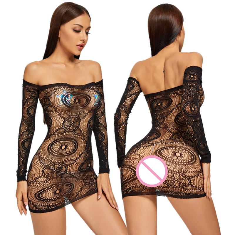 New Sexy Lingerie Female Erotic Sexy Woman Full Body Stockings Perspective Temptation Hollow Breast Open Mesh Teddy Bodysuits