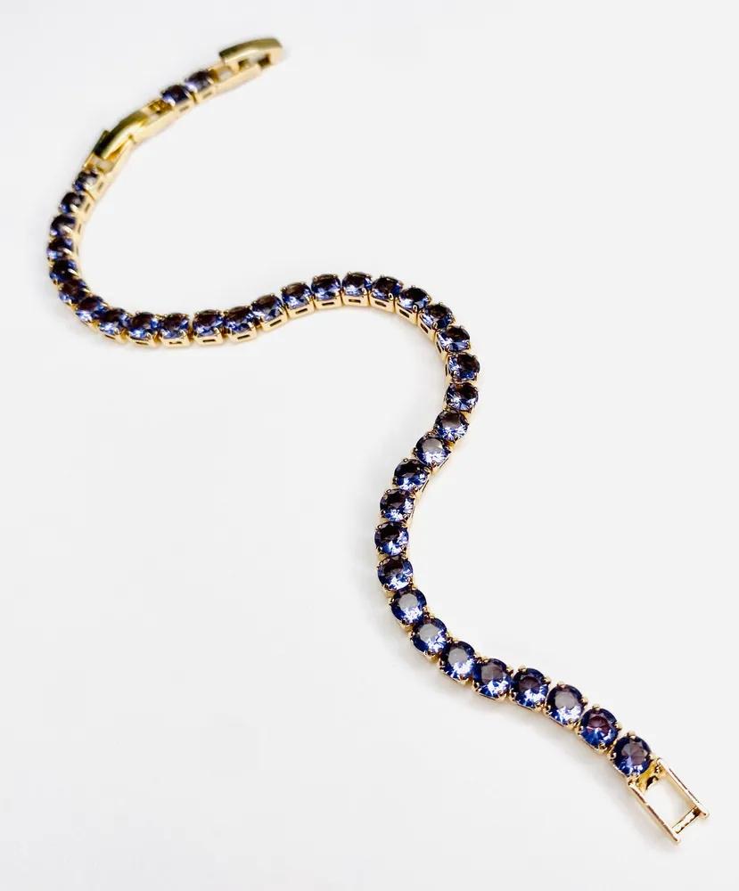 Gold-set Zircon Gemstone And Diamond Full Diamond Bracelet