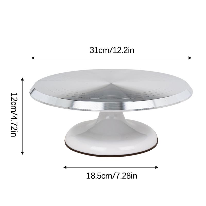 

Вращающаяся подставка для торта, поворотный столик для торта, алюминиевый сплав, 10/12 дюймов, бесшумный подшипник, закругленные края, для дома, для принадлежностей для украшения торта L белый
