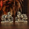 Brass Feng Shui Pixiu Statue Pair Exquisite Workmanship Lucky Ornament for Home Office Desktop Study Room Decor Gift