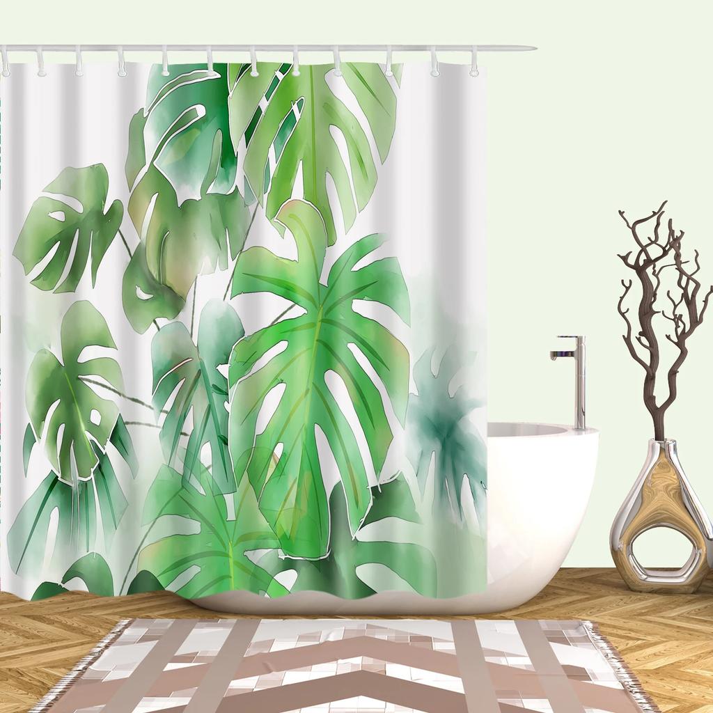 Tropical Plants Shower Curtains for Bathroom Polyester Fabric Shower Curtain Leaves Cactus Printing Bathroom Curtains Home Decor