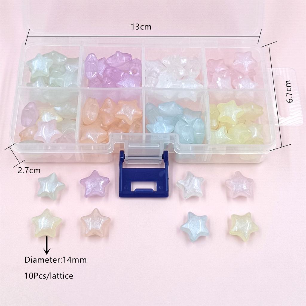 Home Party Supplies Acryl Elastischer Faden Schmuckherstellung Feines funkelndes DIY-Material Sternperlen Charms 1 Set Makaron-Farbe mit Nadel Pentagramm