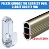 AEGYPIUS 6Pcs Oval Closet Rod End Supports 15mm x 30mm, Wardrobe Bracket Metal Rod Holders, Heavy-Duty Closet Pole Socket with Rear Facing 6.5mm P
