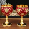 European Vintage Wine Glasses, Carved Mini Spirit Vodka Cup, Red Alloy Portable Spirits Goblet, sWedding Decoration, 30ml,1pcs