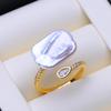 LSOOYH Natural Freshwater Big Baroque Pearl Rings For Women Classic Gold Silver Color Wedding Ring Anniversary Birthday Gifts