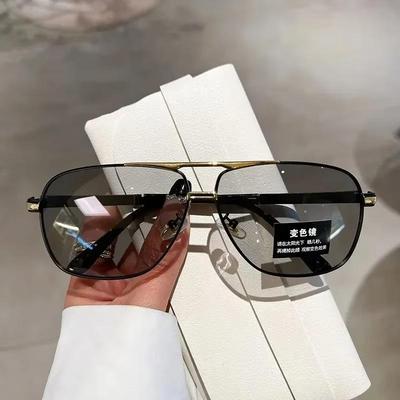 Übergroße Vintage-Sonnenbrille für Herren und Damen, modisch, polarisiert, photochrom, Doppelsteg, Sonnenbrille zum Autofahren