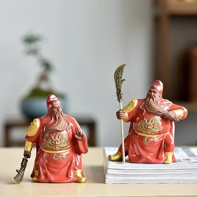 Guan Gong Ornament Ceramic Small Lucky Town House Living Room Entrance Decoration Handicrafts Guan Yu Statue Office Decoration