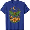 Luna Moth Celestial Garden Graphic Tee Men's Casual Cotton Print Round Neck T-Shirt