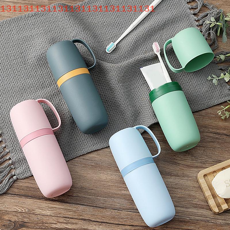 Travel Toothbrush Cup with Toothpaste Holder Portable Mouthwash Cup Simple Design for Business Trips Home Camping Accessories