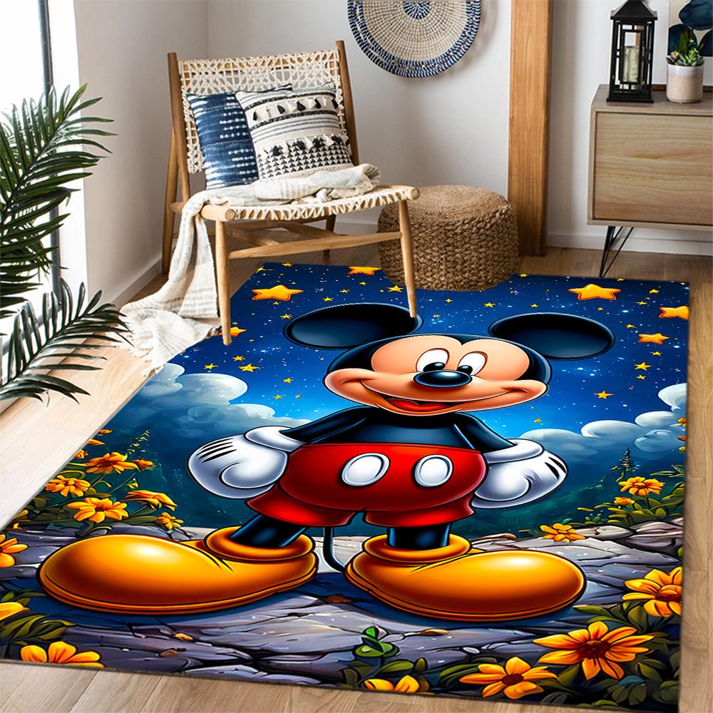 Mickey Mouse Adventure Disney Cartoon Theme Anti-Slip Rug - Polyester, Home Decor, Suitable for Bedrooms, Living Rooms, Doorways, and Studios