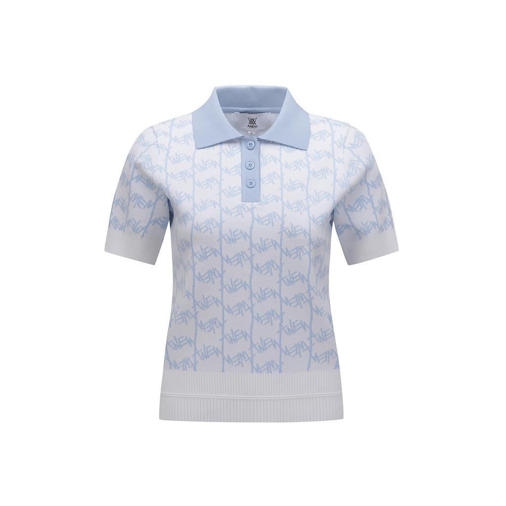 ANEW GOLF Women Sm Logo Pattern Short Sleeve Sweater_Wh