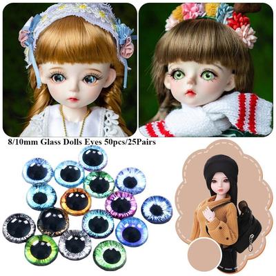 50pcs/25Pairs 8/10mm Toy Dinosaur Time Gem Animal Eyes Doll Eyeballs DIY Crafts Glass Dolls Eyes
