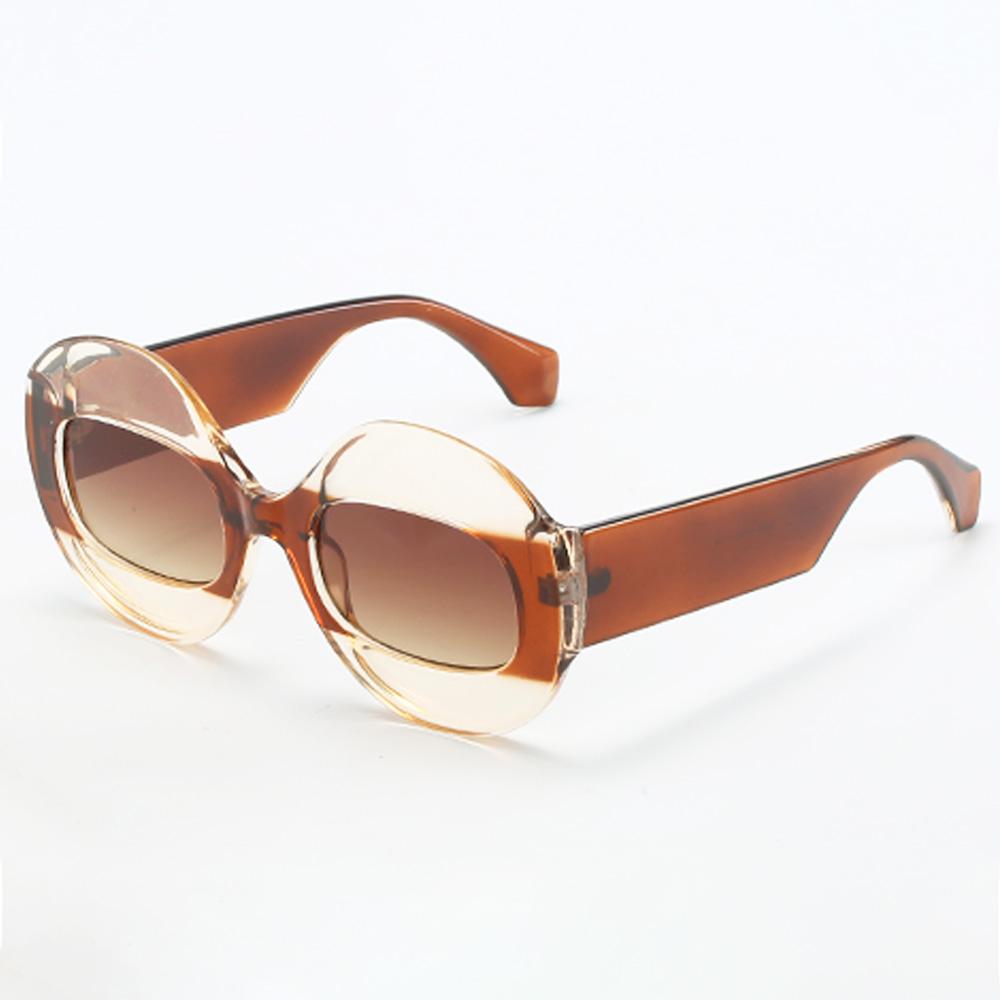 Trendy Hip-Hop Men Women Personalized Sunglasses Transparent Two-Color Sunglasses Oval Frame Sunglasses Large-Sized Glasses