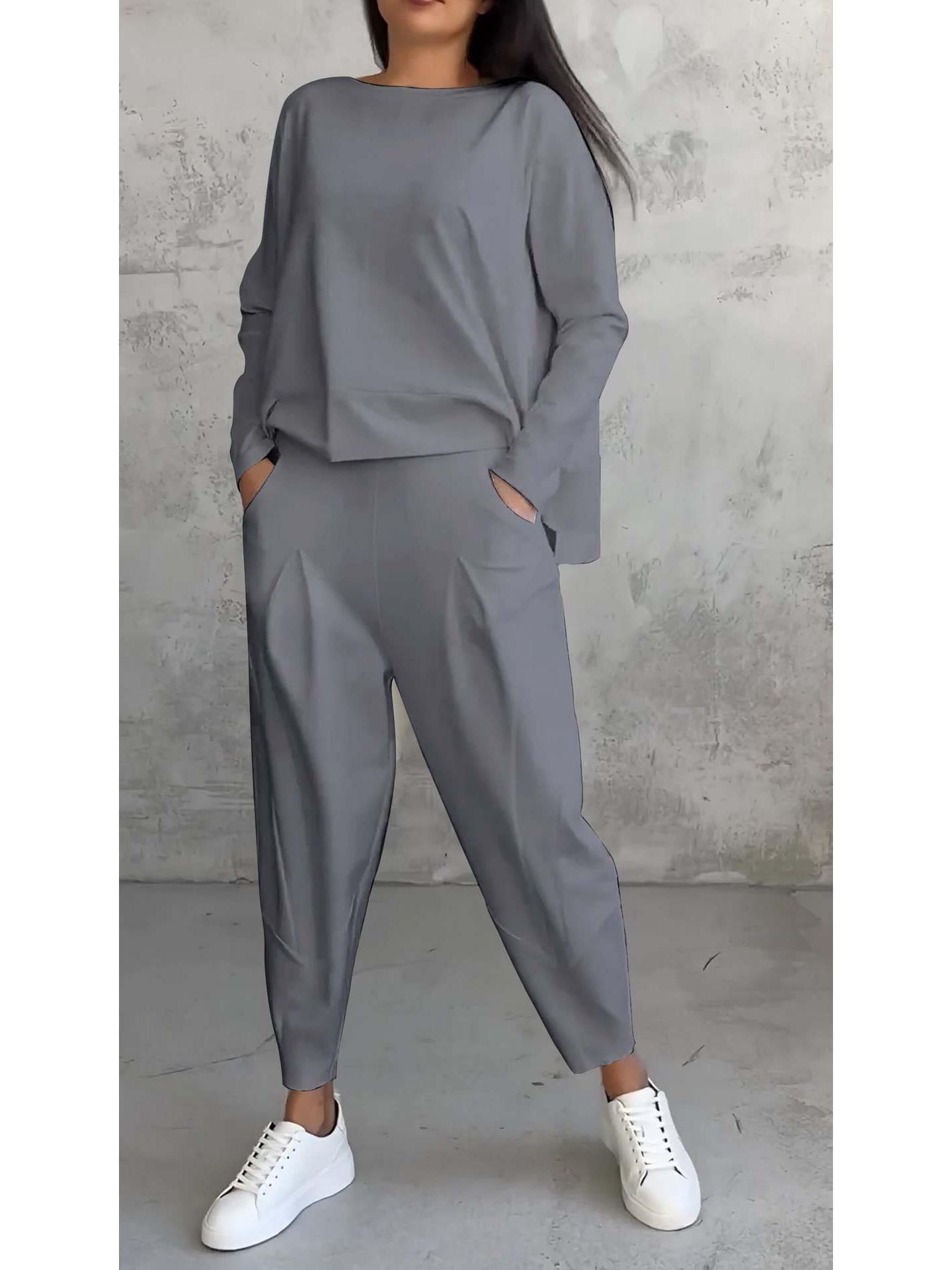 

Женский свитшот с длинными рукавами и брюки гаремы необычного дизайна, 2024. S