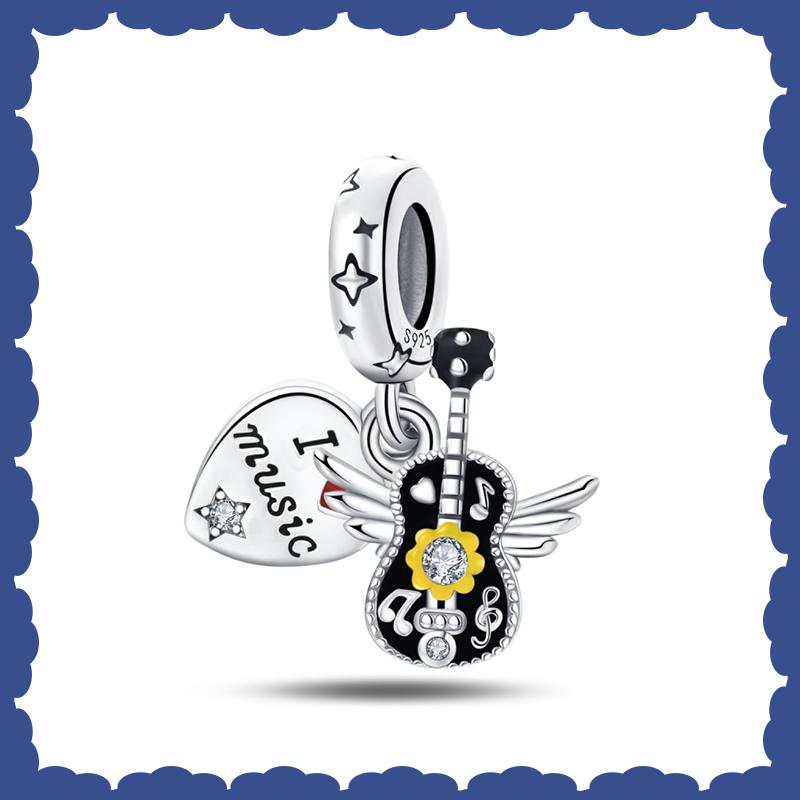 Sell New Copper Music Series Guitar Violin Charm Beads Fit Brand Original Bracelet Diy Fine Jewelry Making