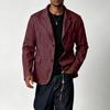Leichte lässige Herren-Anzugjacke, Vintage-Farbe, einreihig, zwei Knöpfe, mit Leinenstruktur