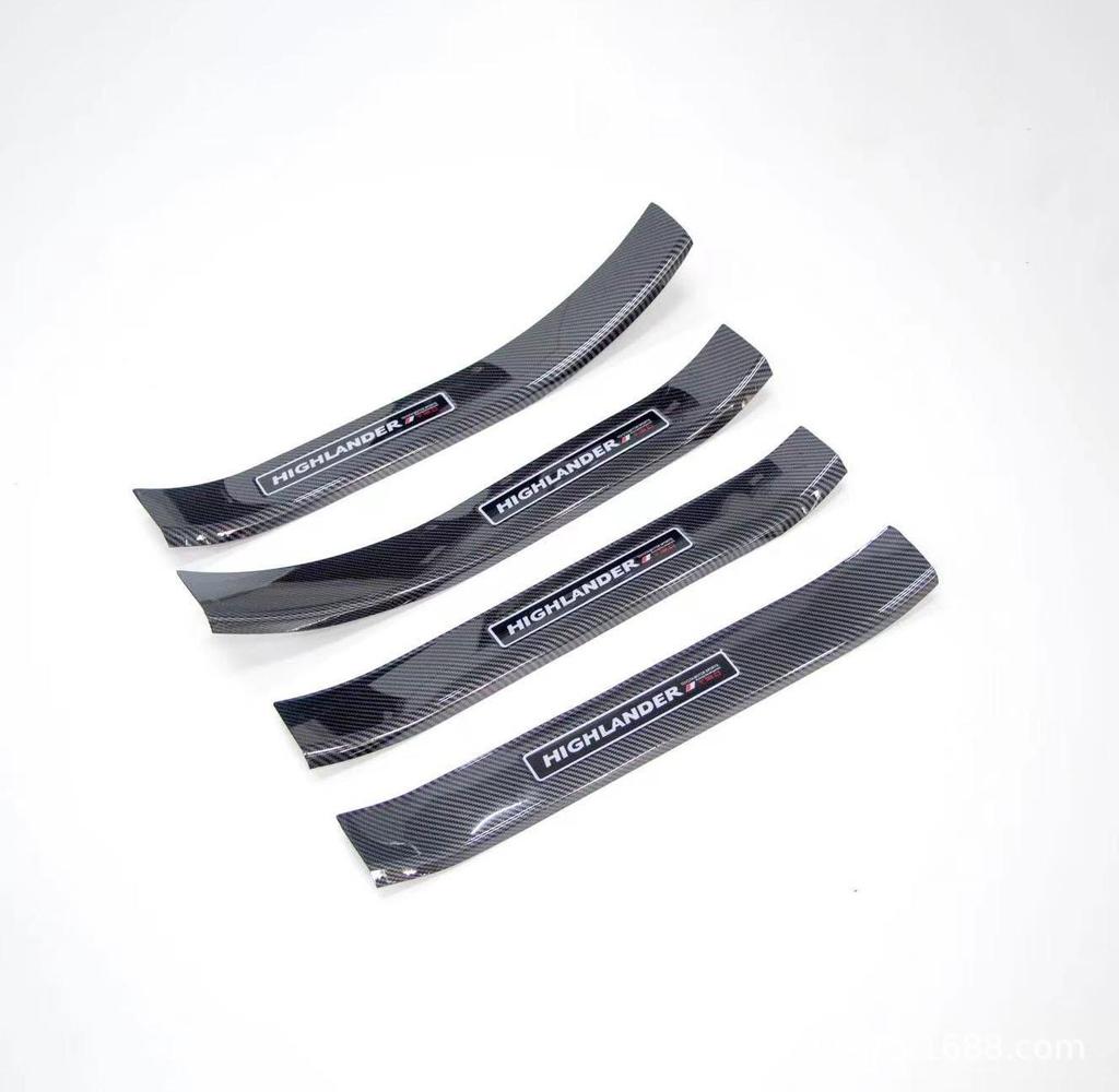Carbon Fiber Door Sill Strips for 2022 Highlander - Interior/Exterior Protection & Anti-Slip Welcome Pedals