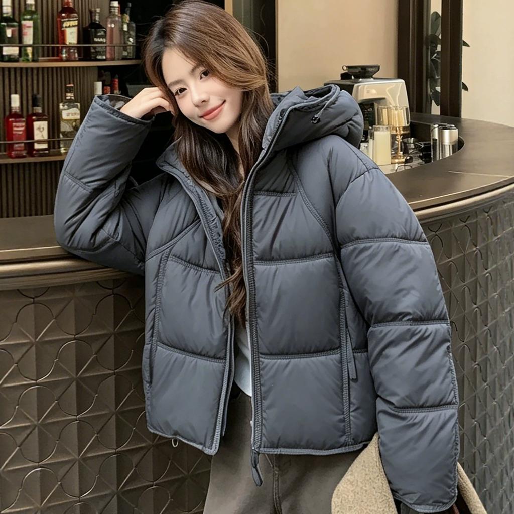 Simple short turtleneck hooded puff cotton-padded jacket for women, multi-colored goods, loose and not bloated, winter women's break