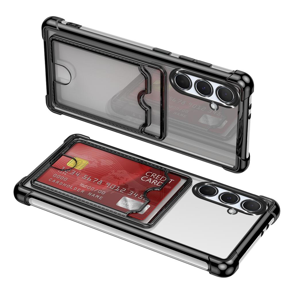Card Slot Bag Clear Case For Samsung S26 S25 Edge S24 S23 S22 S21 S20 Note 20 Ultra Plus FE A56 A36 A26 A16 A06 Plating Cover