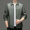 Leather Jacket for Middle-aged Men Thin Solid Color Men's Leather Jacket Spring and Autumn New Outdoor Men's PU Leather Jacket