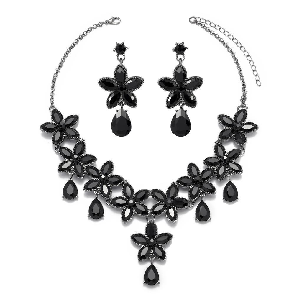 Hochwertiges personalisiertes Kristall-Halsketten-Ohrring-Zweiteiliges Set