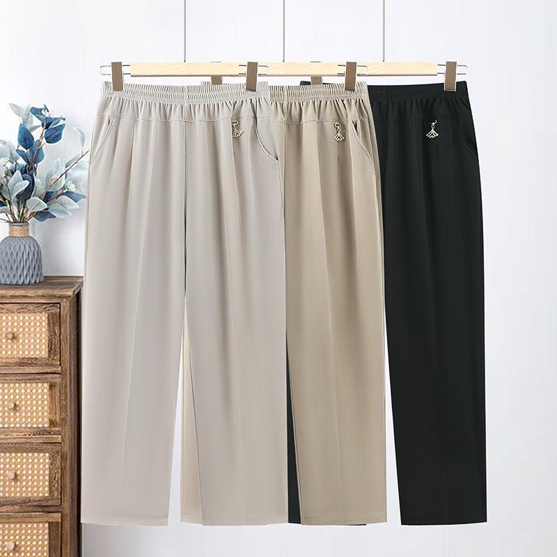 Mom's High Waist Elastic Seven-Point Cropped Pants for Middle-Aged & Elderly Women