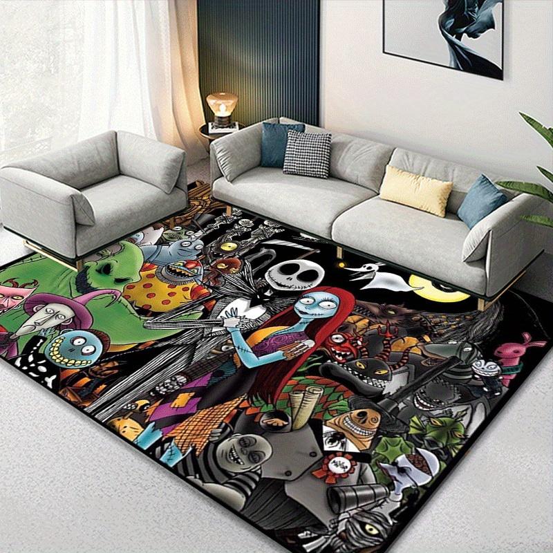 1pc The Nightmare Before Christmas Pattern Area Rug Soft Flannel Floor Mat for Living Room,Office,Bedroom and Carpet,Sofa Coffee Table Floor Mat