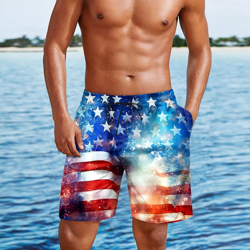 Men's Independence Day Print Casual Fashion Shorts Men's Printed Loose Breathable Shorts