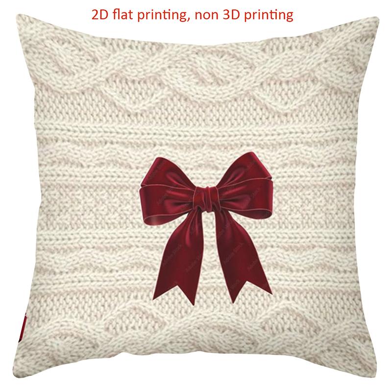1 Pieces Knit Texture Pillow With Red Velvet Bow Polyester pillowcase, sofa decorative cushion cov Headboard Pillow