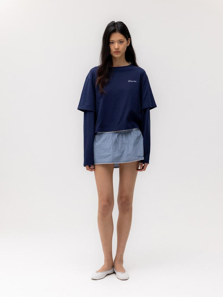 GLOWNY G Double Sleeve Letter Tee (Navy)