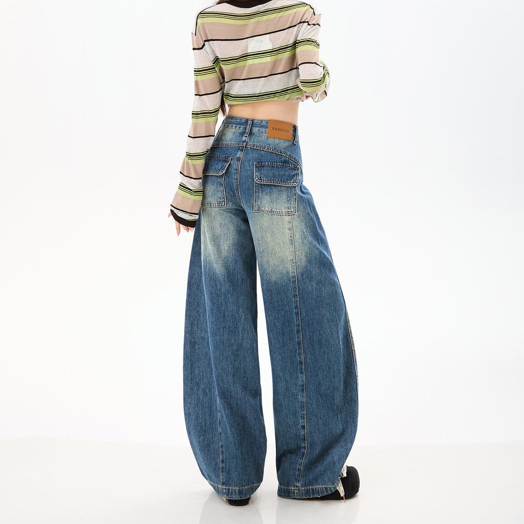 Loose Wide Leg Jeans For Women, Slimming Straight Leg Loose Floor Pants Women's Pants