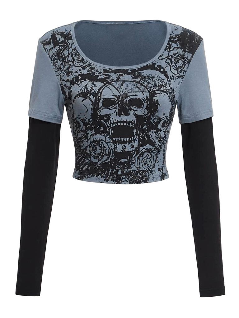 Women Y2K Long Sleeve Tops Long Sleeve Fairy Grunge Aesthetic Shirts Vintage Graphic E-Girl Teen Tee Streetwear