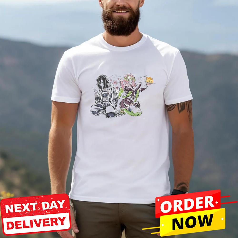 Demon Slayer T-Shirt Kimetsu No Yaiba Movie Mitsuri Kanroji & Iguro Obanai Tee Unisex T-Shirt XXXL